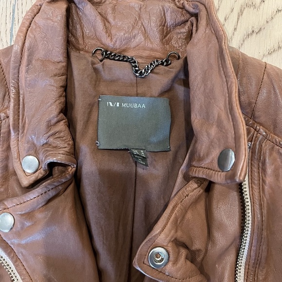 Muubaa Indus Leather Biker (Moto) Jacket in COGNAC. - Picture 6 of 8